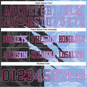 Custom Black Light Blue-Pink Mesh Authentic Gradient Fashion Scratch Football Jersey