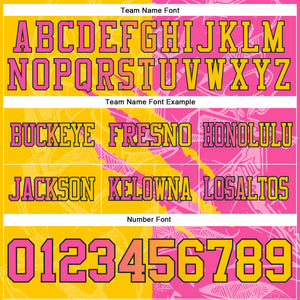 Custom Yellow Pink-Black Mesh Authentic Gradient Fashion Scratch Football Jersey