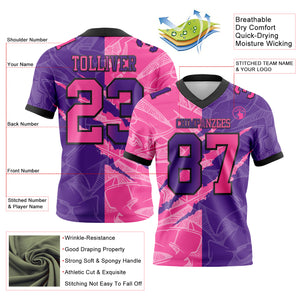 Custom Purple Pink-Black Mesh Authentic Gradient Fashion Scratch Football Jersey