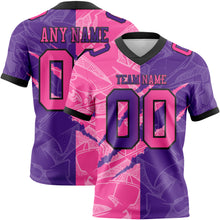 Load image into Gallery viewer, Custom Purple Pink-Black Mesh Authentic Gradient Fashion Scratch Football Jersey
