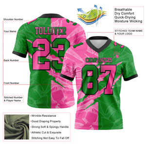 Custom Grass Green Pink-Black Mesh Authentic Gradient Fashion Scratch Football Jersey