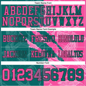 Custom Teal Pink-Black Mesh Authentic Gradient Fashion Scratch Football Jersey
