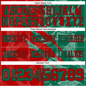 Custom Red Kelly Green-Black Mesh Authentic Gradient Fashion Scratch Football Jersey