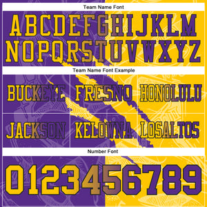 Custom Purple Yellow-Black Mesh Authentic Gradient Fashion Scratch Football Jersey