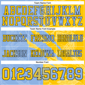 Custom Light Blue Yellow-Black Mesh Authentic Gradient Fashion Scratch Football Jersey