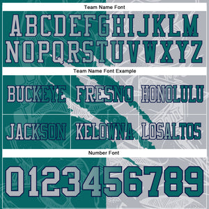 Custom Teal Gray-Navy Mesh Authentic Gradient Fashion Scratch Football Jersey