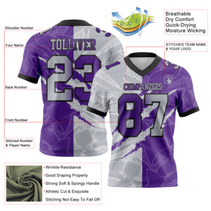 Custom Purple Gray-Black Mesh Authentic Gradient Fashion Scratch Football Jersey