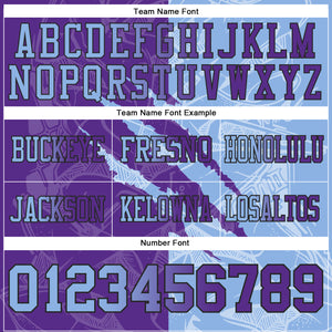 Custom Purple Light Blue-Black Mesh Authentic Gradient Fashion Scratch Football Jersey