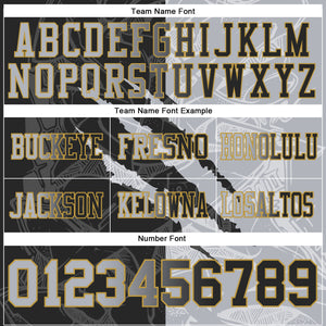 Custom Black Gray-Old Gold Mesh Authentic Gradient Fashion Scratch Football Jersey