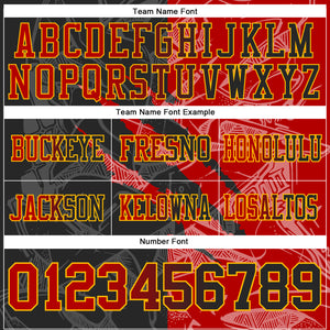 Custom Black Red-Gold Mesh Authentic Gradient Fashion Scratch Football Jersey