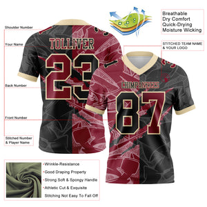 Custom Black Crimson-Cream Mesh Authentic Gradient Fashion Scratch Football Jersey
