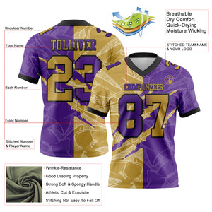 Custom Purple Old Gold-Black Mesh Authentic Gradient Fashion Scratch Football Jersey