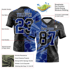 Custom Black Royal-White Mesh Authentic Gradient Fashion Scratch Football Jersey