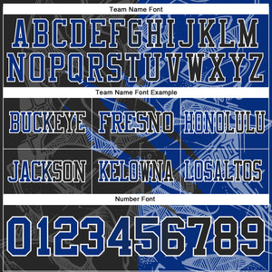 Custom Black Royal-White Mesh Authentic Gradient Fashion Scratch Football Jersey