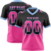 Load image into Gallery viewer, Custom Black Pink-Light Blue Mesh Authentic Gradient Square Shape Flag Football Jersey
