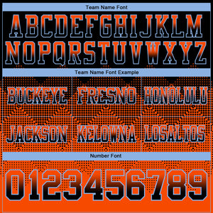 Custom Black Orange-Light Blue Mesh Authentic Gradient Square Shape Flag Football Jersey