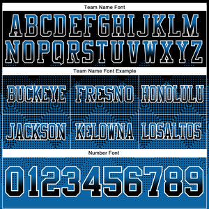 Custom Black Blue-White Mesh Authentic Gradient Square Shape Flag Football Jersey