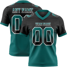 Load image into Gallery viewer, Custom Black Teal-White Mesh Authentic Gradient Square Shape Flag Football Jersey
