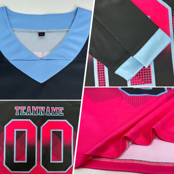 Custom Black Purple-Old Gold Mesh Authentic Gradient Square Shape 7V7 Flag Football Jersey