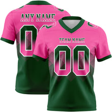 Load image into Gallery viewer, Custom Pink Green-White Mesh Authentic Gradient Square Shape Flag Football Jersey
