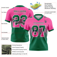 Load image into Gallery viewer, Custom Pink Kelly Green-White Mesh Authentic Gradient Square Shape Flag Football Jersey
