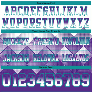 Custom White Purple-Teal Mesh Authentic Gradient Square Shape Flag Football Jersey