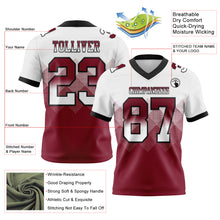 Load image into Gallery viewer, Custom White Crimson-Black Mesh Authentic Gradient Square Shape Flag Football Jersey
