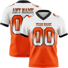 Load image into Gallery viewer, Custom White Orange-Black Mesh Authentic Gradient Square Shape Flag Football Jersey
