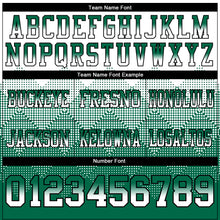 Load image into Gallery viewer, Custom White Kelly Green-Black Mesh Authentic Gradient Square Shape Flag Football Jersey
