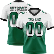 Load image into Gallery viewer, Custom White Kelly Green-Black Mesh Authentic Gradient Square Shape Flag Football Jersey
