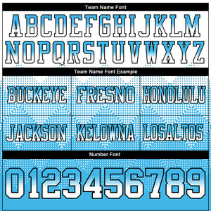 Custom White Sky Blue-Black Mesh Authentic Gradient Square Shape Flag Football Jersey