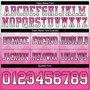 Custom White Hot Pink-Black Mesh Authentic Gradient Square Shape Flag Football Jersey