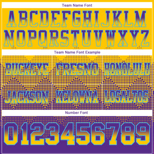 Custom Yellow Purple-Sky Blue Mesh Authentic Gradient Square Shape Flag Football Jersey