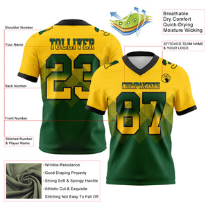Custom Yellow Green-Black Mesh Authentic Gradient Square Shape Flag Football Jersey