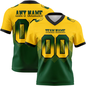 Custom Yellow Green-Black Mesh Authentic Gradient Square Shape Flag Football Jersey