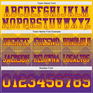 Custom Yellow Purple-Red Mesh Authentic Gradient Square Shape Flag Football Jersey