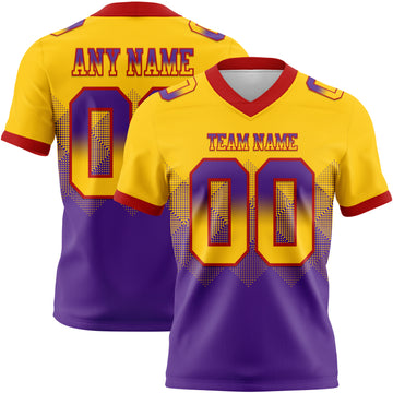 Custom Yellow Purple-Red Mesh Authentic Gradient Square Shape Flag Football Jersey