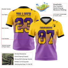 Load image into Gallery viewer, Custom Yellow Medium Purple-Black Mesh Authentic Gradient Square Shape Flag Football Jersey
