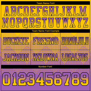 Custom Yellow Medium Purple-Black Mesh Authentic Gradient Square Shape Flag Football Jersey