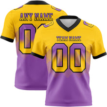 Load image into Gallery viewer, Custom Yellow Medium Purple-Black Mesh Authentic Gradient Square Shape Flag Football Jersey
