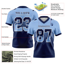 Load image into Gallery viewer, Custom Light Blue Navy-White Mesh Authentic Gradient Square Shape Flag Football Jersey
