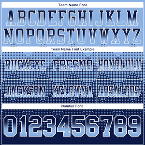 Custom Light Blue Navy-White Mesh Authentic Gradient Square Shape Flag Football Jersey