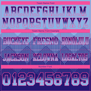 Custom Light Blue Dark Purple-Pink Mesh Authentic Gradient Square Shape Flag Football Jersey