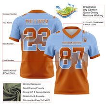Load image into Gallery viewer, Custom Light Blue Texas Orange-White Mesh Authentic Gradient Square Shape Flag Football Jersey
