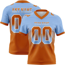 Load image into Gallery viewer, Custom Light Blue Texas Orange-White Mesh Authentic Gradient Square Shape Flag Football Jersey

