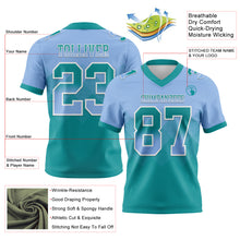 Load image into Gallery viewer, Custom Light Blue Teal-White Mesh Authentic Gradient Square Shape Flag Football Jersey
