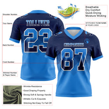 Load image into Gallery viewer, Custom Navy Powder Blue-White Mesh Authentic Gradient Square Shape Flag Football Jersey
