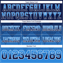 Load image into Gallery viewer, Custom Navy Powder Blue-White Mesh Authentic Gradient Square Shape Flag Football Jersey
