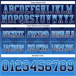 Custom Navy Powder Blue-White Mesh Authentic Gradient Square Shape Flag Football Jersey