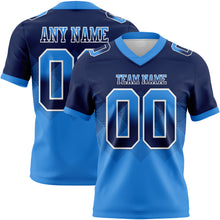 Load image into Gallery viewer, Custom Navy Powder Blue-White Mesh Authentic Gradient Square Shape Flag Football Jersey
